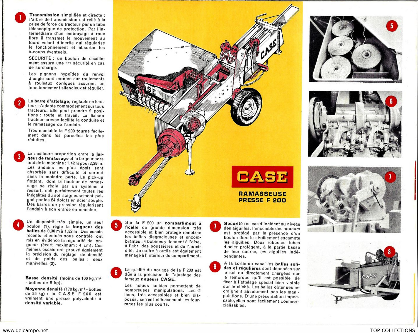 AGRICULTURE MATERIEL AGRICOLE DOCUMENTATION CASE RAMASSEUSE PRESSE F 200 B.E. VOIR SCANS - Publicités