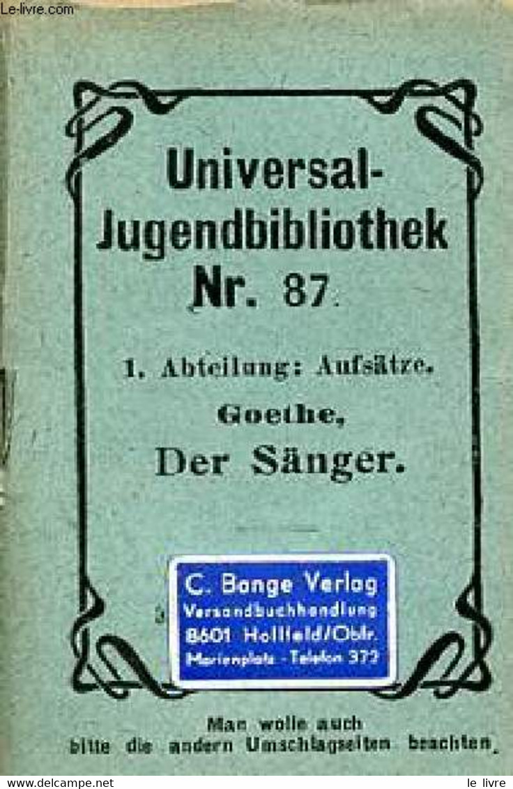 Der Sänger - Universal-Bibliothek Nr.87. - Goethe - 0 - Other & Unclassified