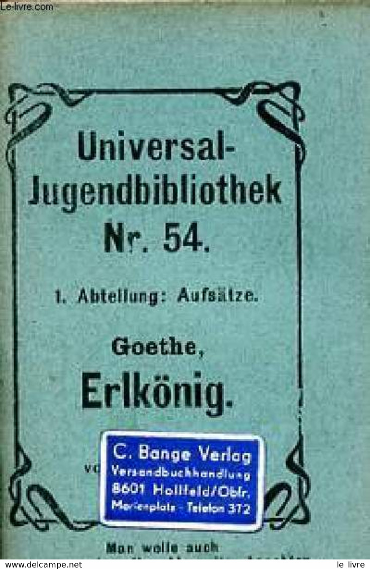 Erlkönig - Universal-Bibliothek Nr.54. - Goethe - 0 - Other & Unclassified