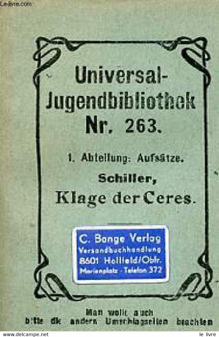 Klage Der Ceres - Universal-Jugendbibliothek Nr.263. - Schiller - 0 - Other & Unclassified