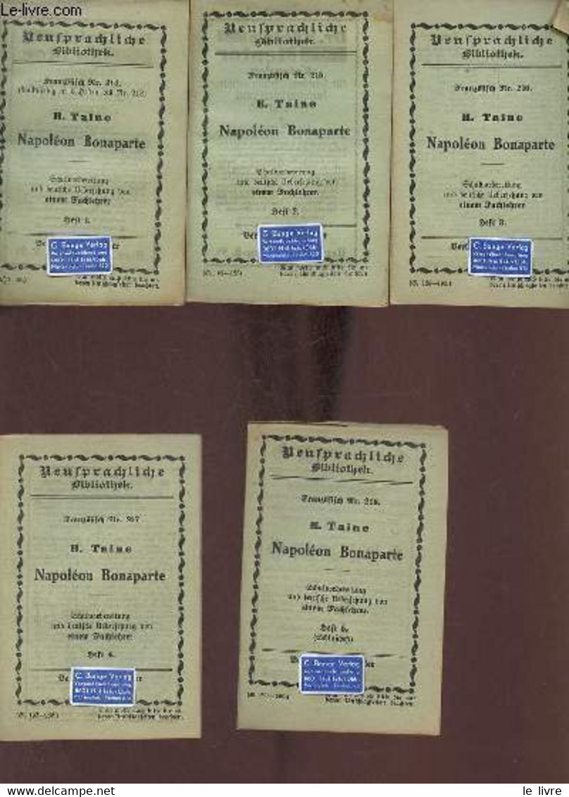 Napoléon Bonaparte - 5 Tomes - Tomes 1+2+3+4+5 - Neusprachliche Bibliothek. - H.Taine - 0 - Other & Unclassified