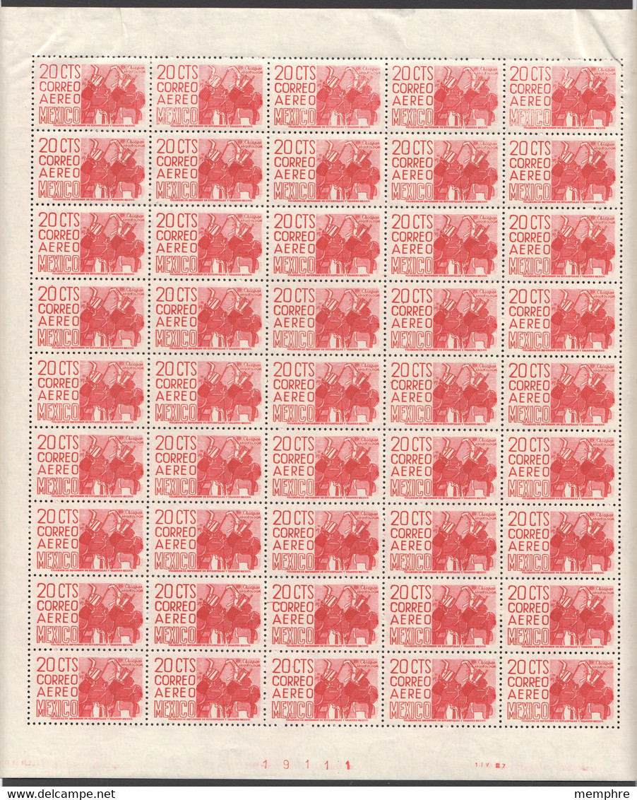 Chiapas, Musiciens Poste Aérienne 20 Cts Sc C 220, MiNr 1023Dy Feuille Complète De 50 ** MNH - Mexiko