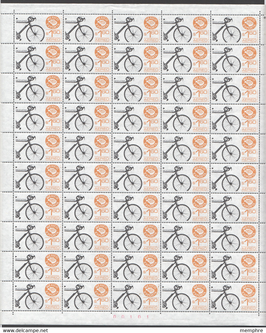 Poste Aérienne  EXPORTA 1,60 Peso Bicyclette Sans Filigrane Dent 14 Papier Mince  Sc C491a MiNr 1682 ** MNH - Mexique