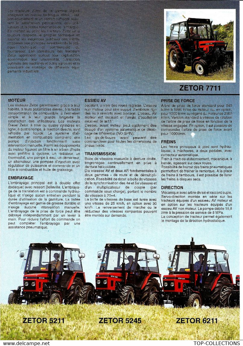 DOCUMENTATION AGRICULTURE MACHINE AGRICOLE TRACTEUR ZETOR TRACTEURS B.E.V.SCANS - Publicités