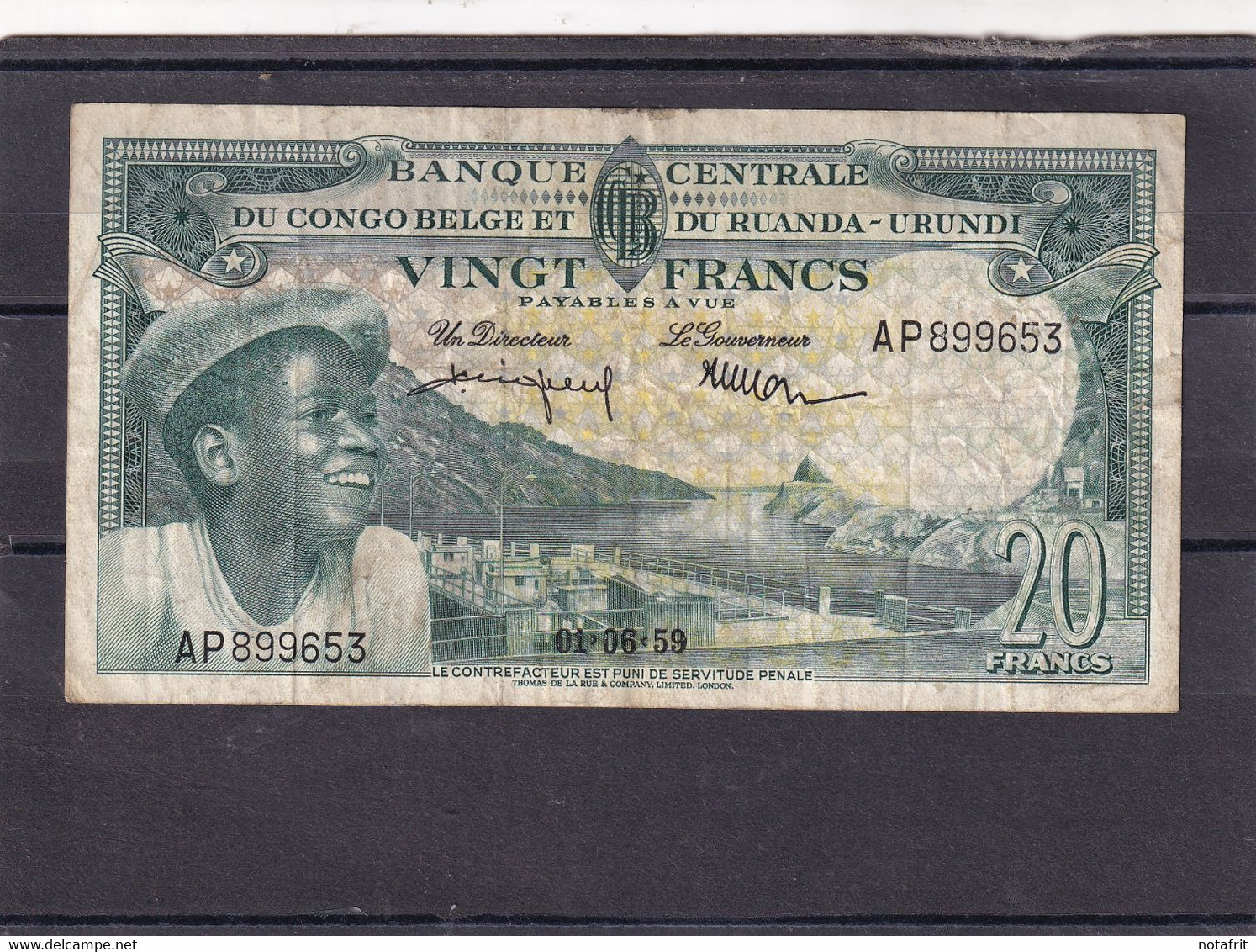 Congo Kongo  20 Fr  1959 - Sin Clasificación