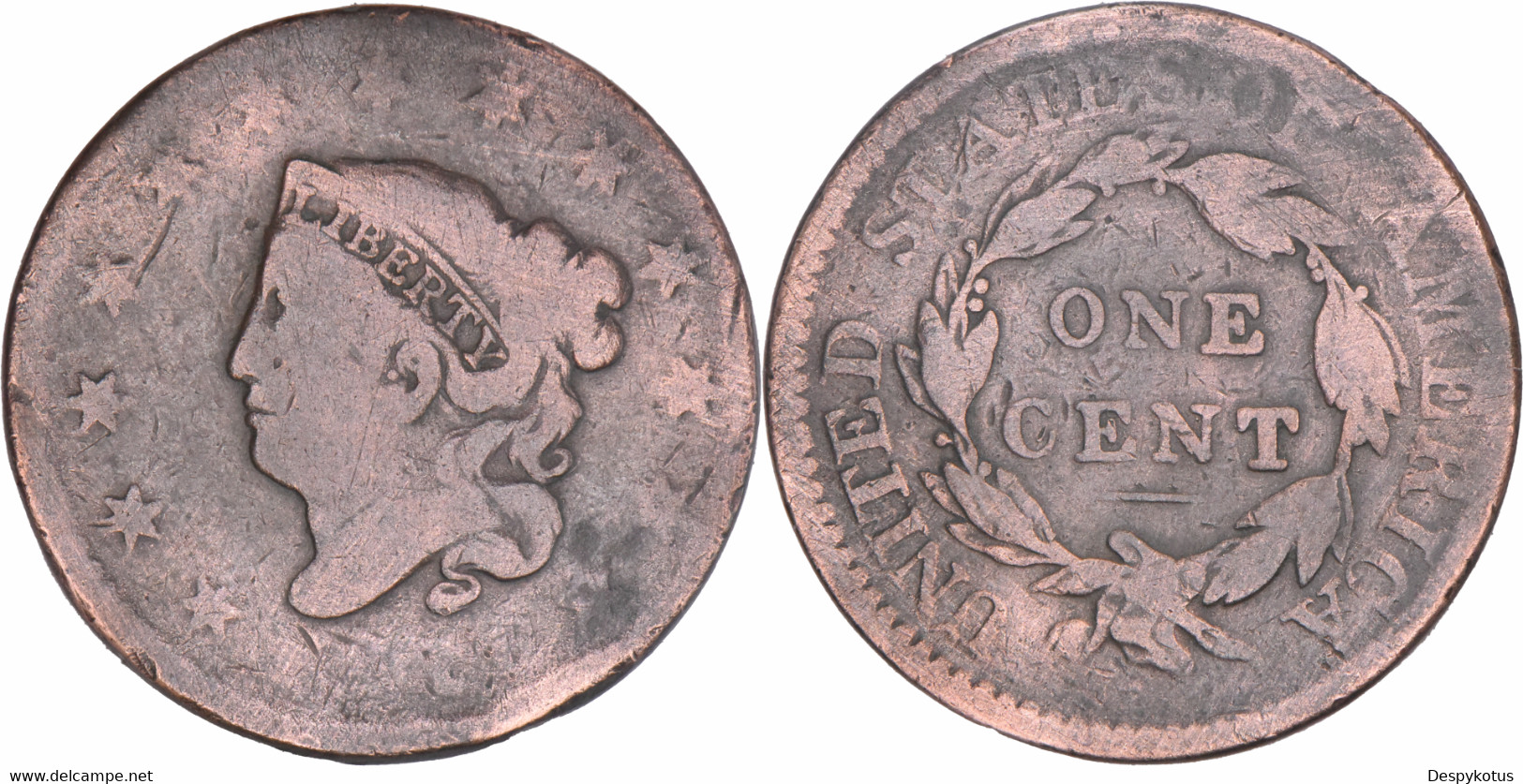 Etats-Unis - 1839 ? - One Cent - Coronet Head - 07-043 - 1816-1839: Coronet Head