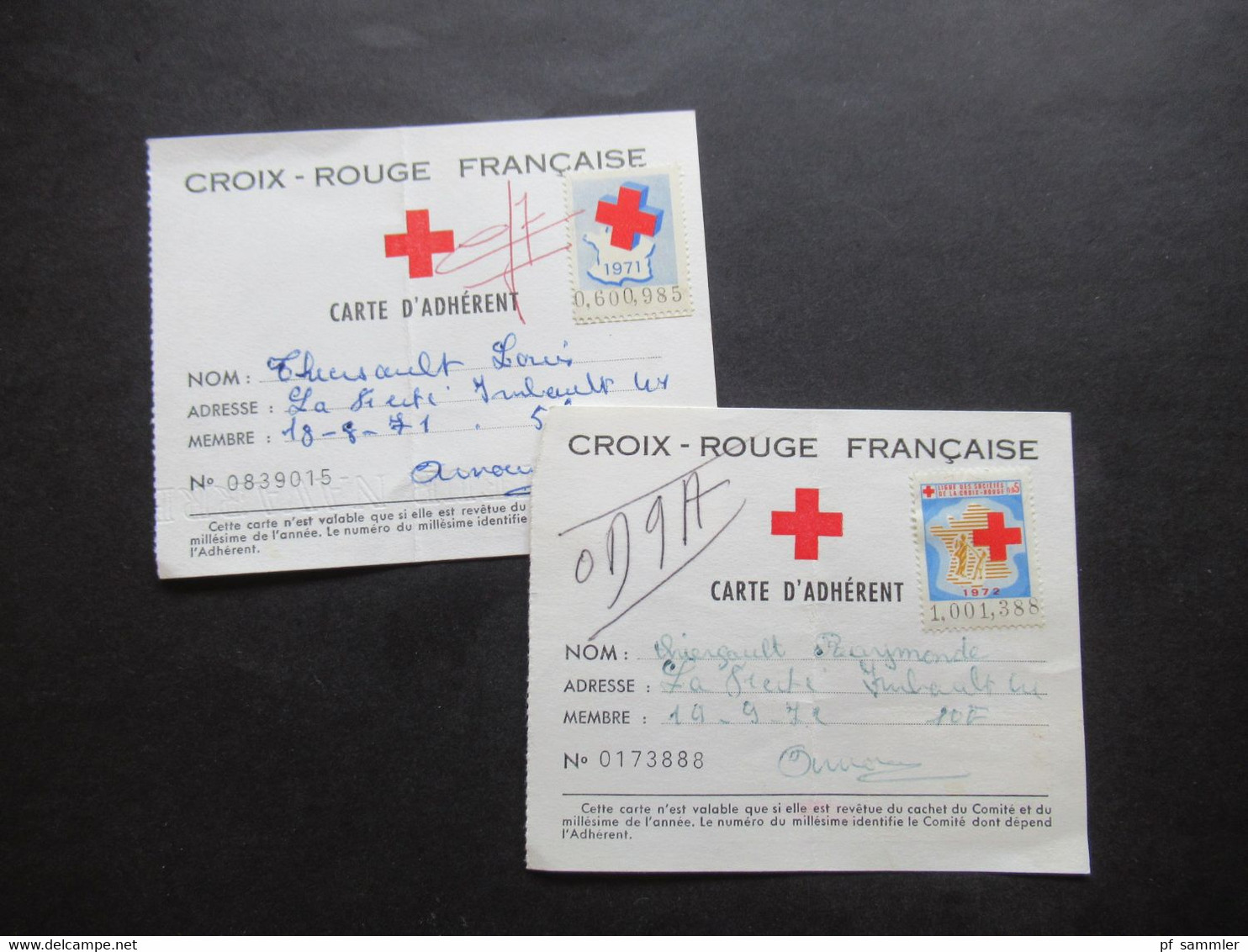 Frankreich 1971 / 72 Vignette Auf Carte D'Adherent Croix Rouge Francaise Stempel Comte De Romorantin - Erinnophilie