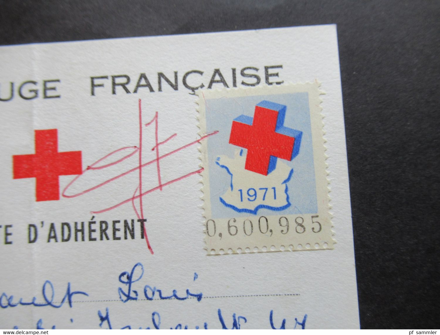 Frankreich 1971 / 72 Vignette Auf Carte D'Adherent Croix Rouge Francaise Stempel Comte De Romorantin - Cinderellas