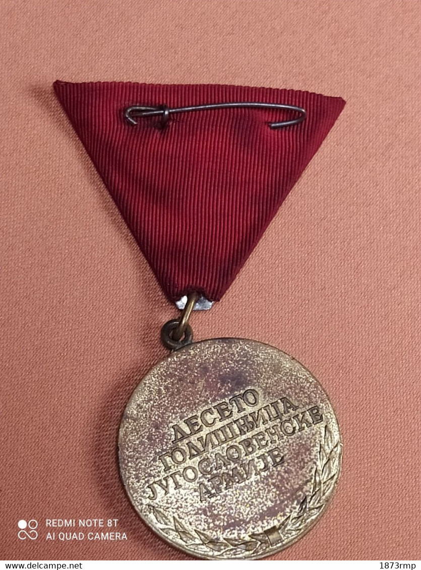 1941/1951, 10 ÈME ANNIVERSAIRE DE L'ARMÉE YOUGOSLAVE MÉDAILLE COMMÉMORATIVE - Autres & Non Classés