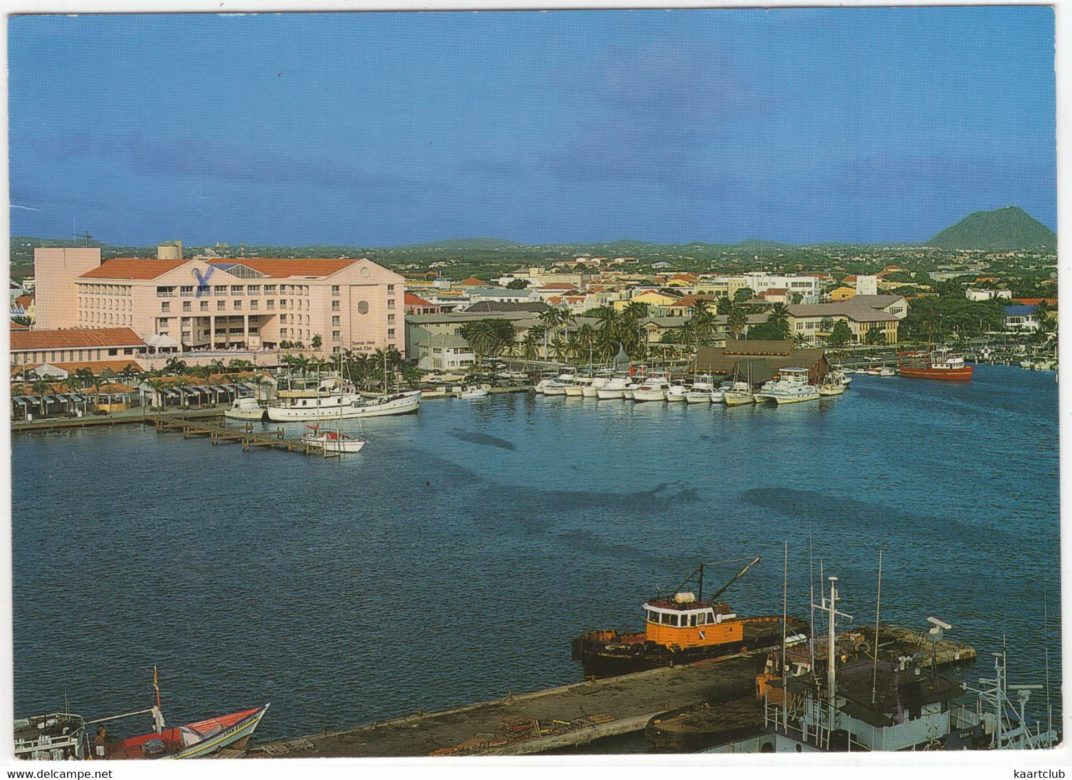 Aruba - Oranjestad At The Harbour Sight With The Sonesta Hotel And The Bali Restaurant - (Antillen) - Boat/Ship - Aruba