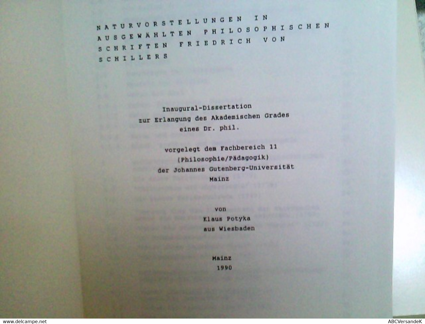 Inaugural Dissertation Zur Erlangung Des Akademischen Grades Eines Dr. Phil. Vorgelegt Dem Fachbereich 11 Der - Philosophie