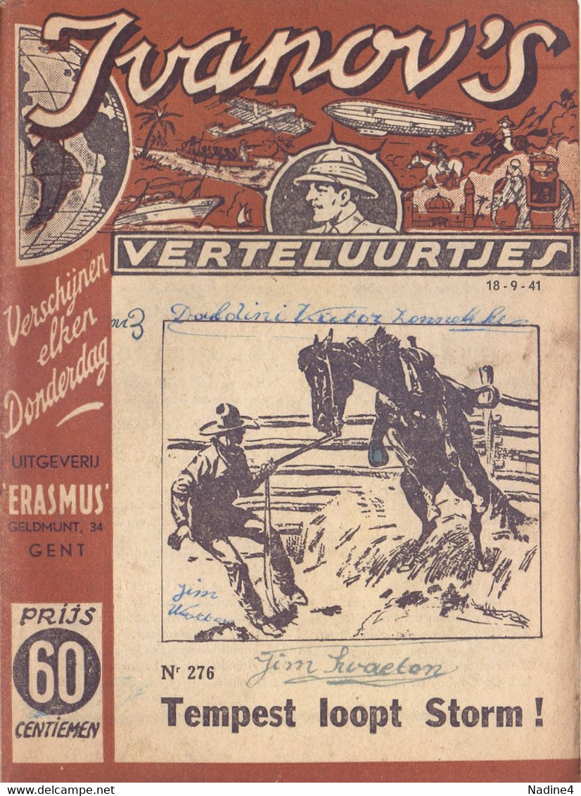 Tijdschrift Ivanov's Verteluurtjes - N° 276 - Tempest Loopt Storm - Sacha Ivanov - Uitg. Geldmunt Gent - 1941 - Juniors