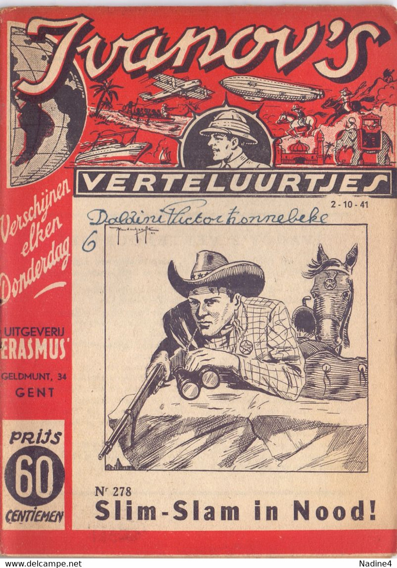 Tijdschrift Ivanov's Verteluurtjes - N° 278 - Slim Slam In Nood - Sacha Ivanov - Uitg. Erasmus Gent - 1941 - Jeugd