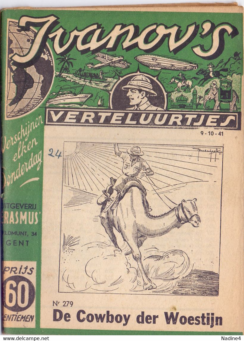 Tijdschrift Ivanov's Verteluurtjes - N° 279 - De Cowboy Der Woestijn - Sacha Ivanov - Uitg. Erasmus Gent - 1941 - Juniors