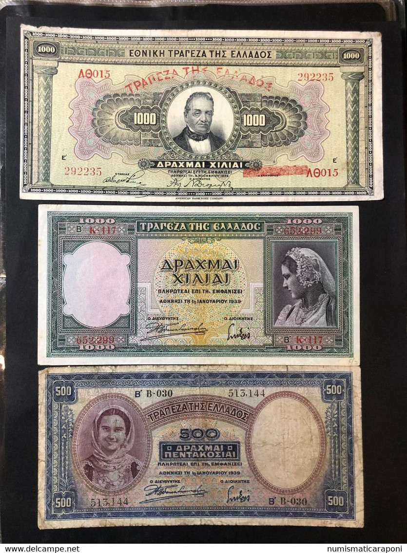 Grecia  Greece  6 Banconote Da 500 A 25000 Drachmai  1926 194 Lotto 4103 - Grecia