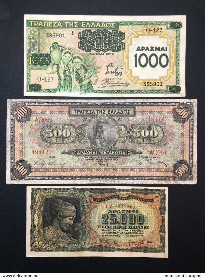 Grecia  Greece  6 Banconote Da 500 A 25000 Drachmai  1926 194 Lotto 4103 - Grecia