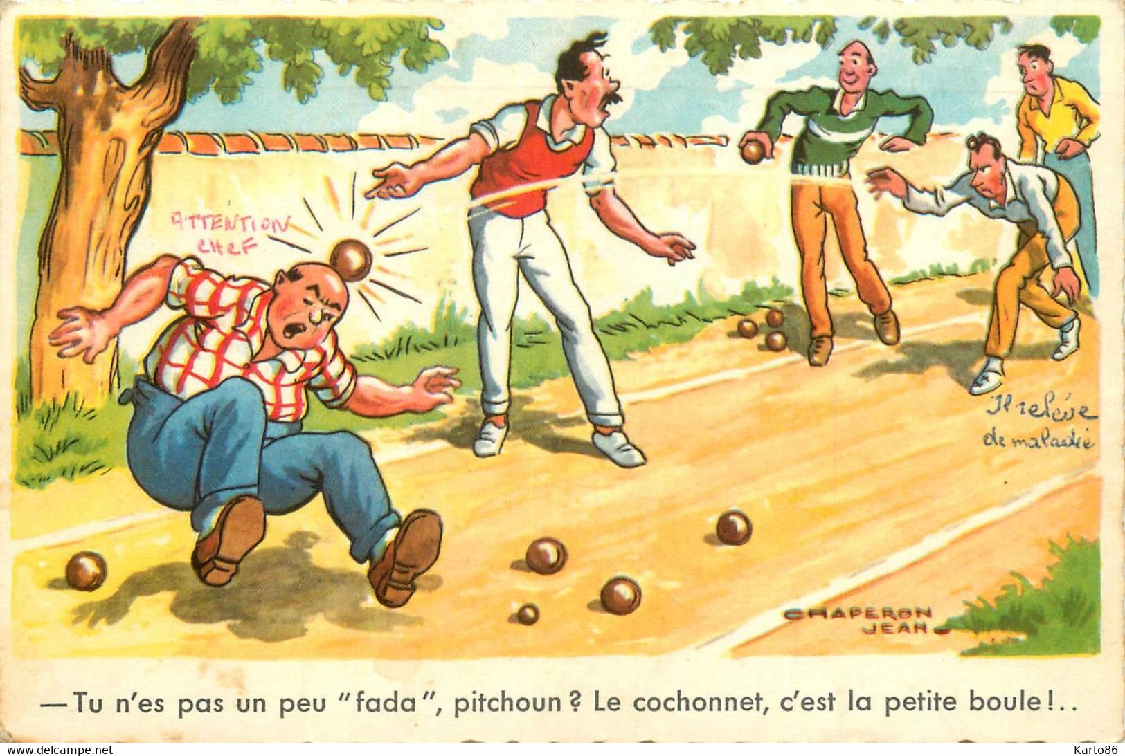 Pétanque , Jeu De Boules * CPA Illustrateur Jean CHAPERON * Boulistes Boulodrome Jeu De Boule Hommes - Bowls