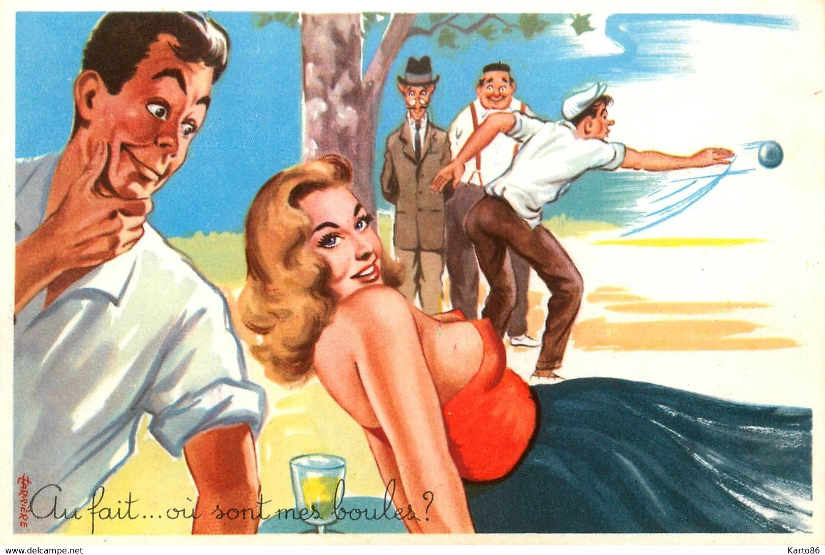 Pétanque , Jeu De Boules * CPA Illustrateur CARRIERE * FANNY Fanny Pin Up Curiosa Nu Boulistes Boulodrome Jeu De Boule - Petanca