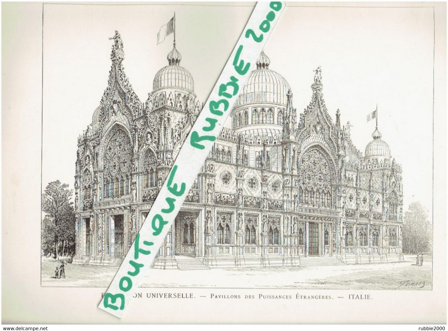 EXPOSITION UNIVERSELLE DE PARIS 1899 ITALIE DESSIN PAVILLON DES PUISSANCES ETRANGERES - Parigi