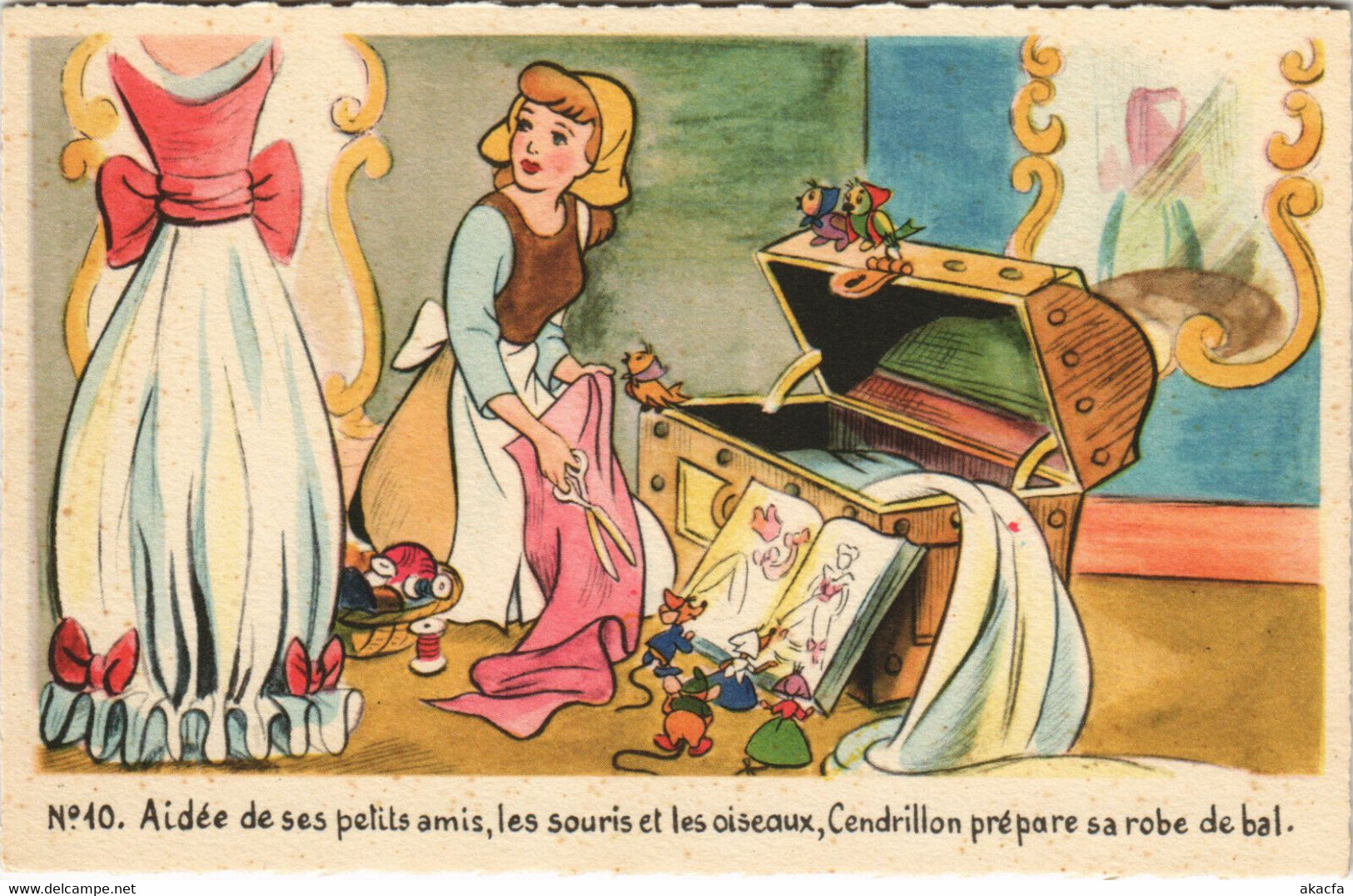 PC DISNEY, CINDERELLA TAILORING CLOTHES, Vintage Postcard (b43783) - Disneyland