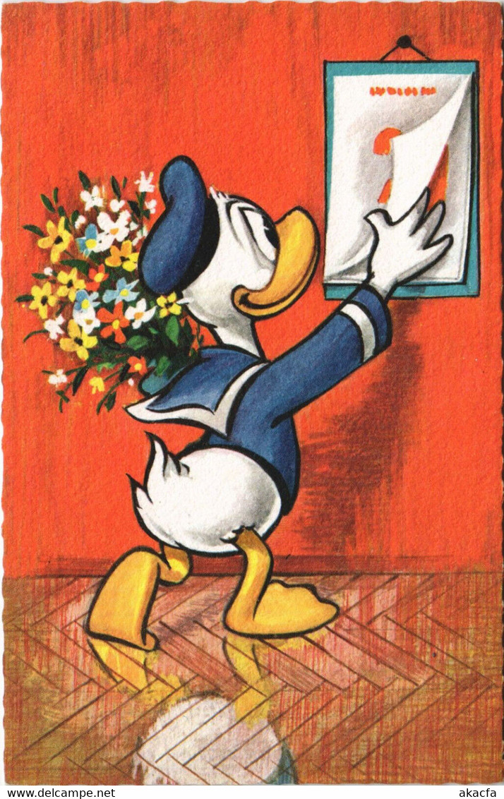 PC DISNEY, DONALD DUCK WITH A CALENDAR, Vintage Postcard (b43809) - Disneyland