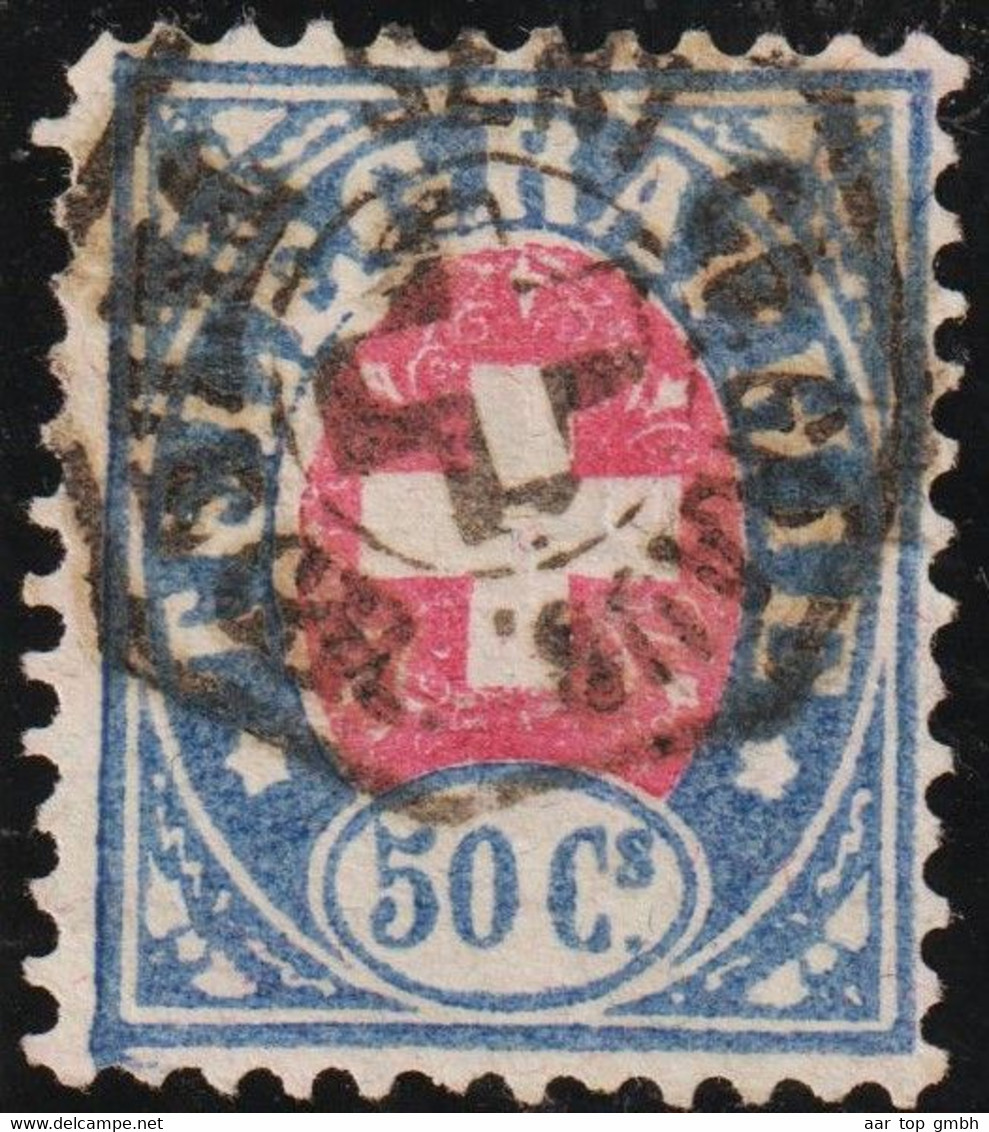 Heimat Gr Sent Ct. Gr. Vollstempel Auf Telegraphen-Marke 50 Rp. Zu#16 - Telegraafzegels