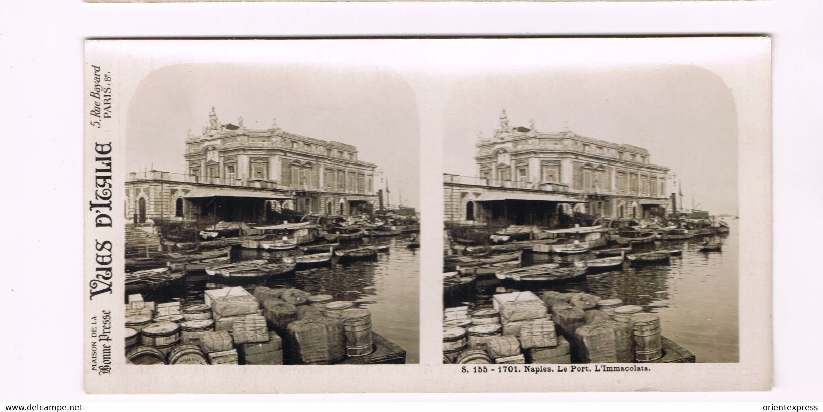 Napoli Naples Foto Stereoscopica Fine 800 Originale   17 X 8,5 Cm Il Porto Stazione Immacolatella Nimata - Napoli (Naples)