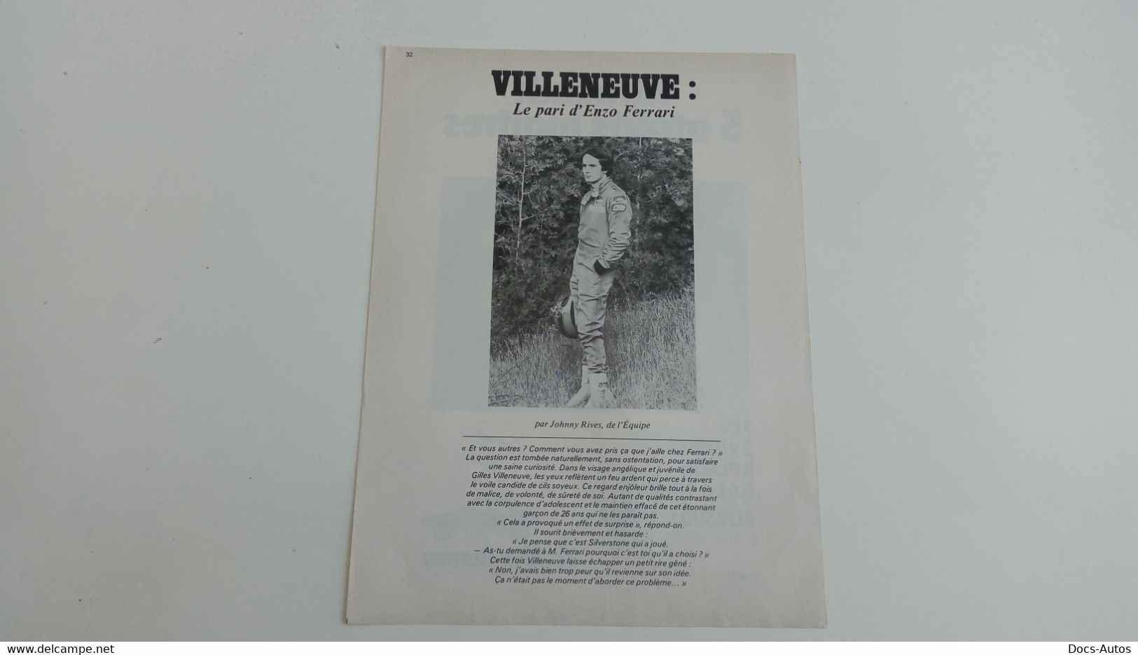 Gilles Villeneuve - Coupure De Presse - Automobile - F1