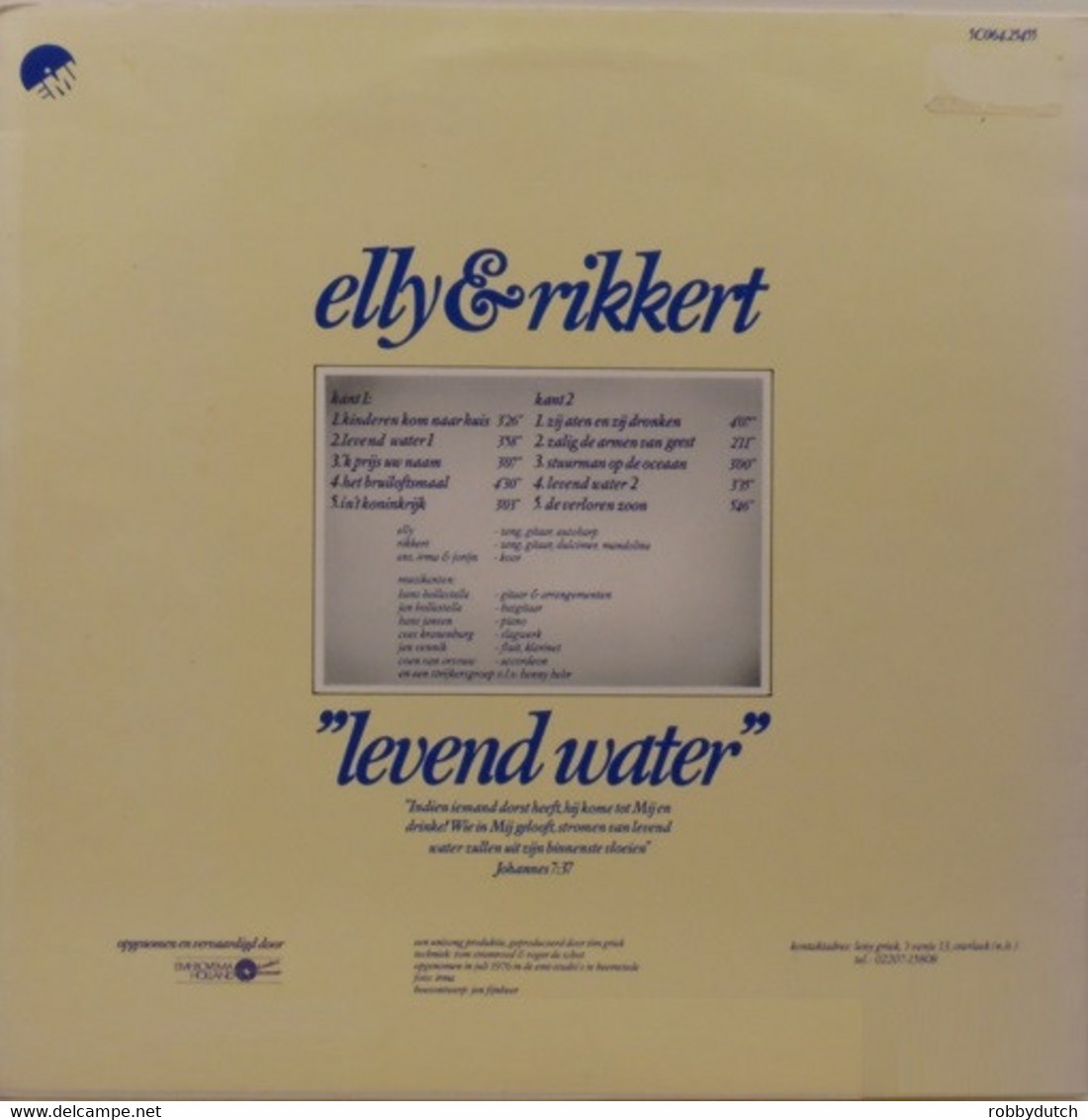 * LP *  ELLY EN RIKKERT ZUIDERVELD - LEVEND WATER (Holland 1976) - Gospel En Religie