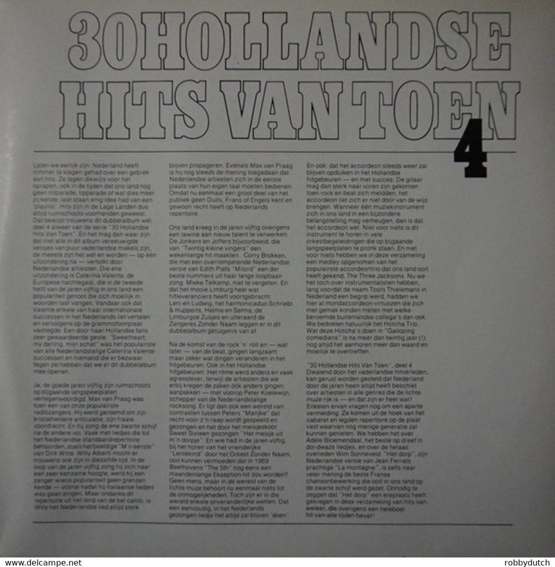 * 2LP *  30 HOLLANDSE HITS VAN TOEN Deel 4 - DIVERSE ARTIESTEN (Holland 1981 - Other - Dutch Music