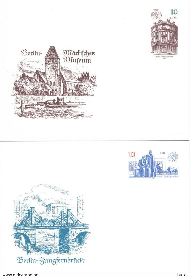 DDR 4 Ganzsachenkarten 1987 - 750 Jahre Berlin - Sehenswürdigkeiten, Architektur Postfrisch - Cartes Postales - Neuves