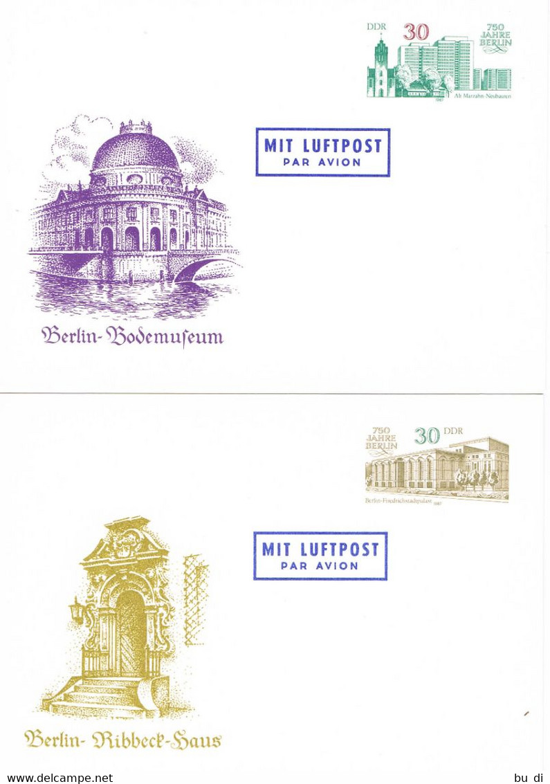 DDR 4 Ganzsachenkarten 1987 - 750 Jahre Berlin - Sehenswürdigkeiten, Architektur Postfrisch - Postcards - Mint