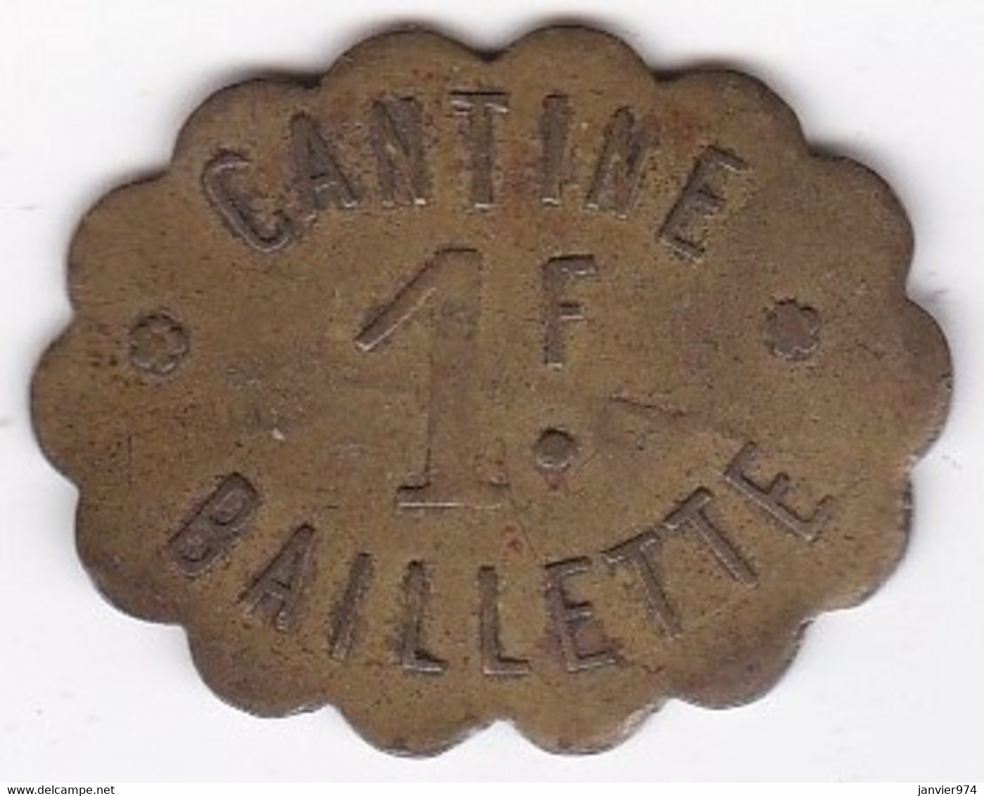 94 Val De Marne. Vincennes . 6e Régiment De Dragons. Cantine Baillette. 1 Franc, En Laiton - Monetary / Of Necessity