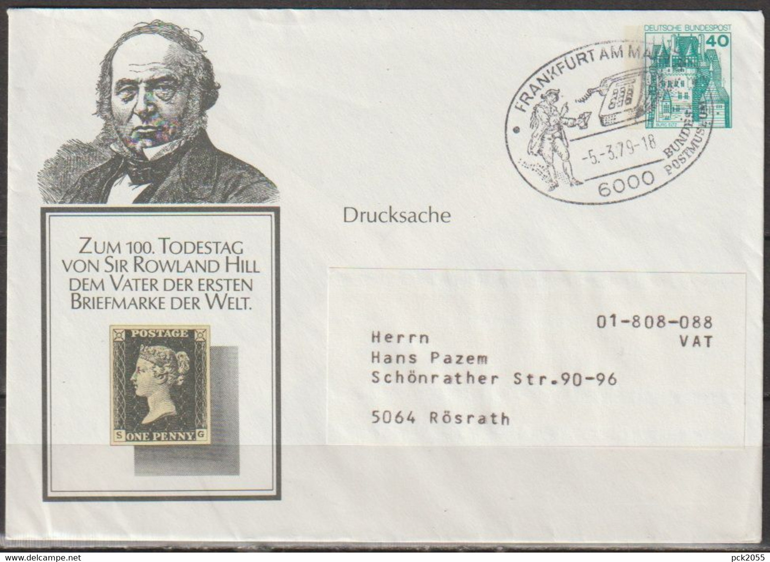 Bund Privat Ganzsache  MiNr. PU 110 B2/003a SoSt.Frankfurt Am Main Postmuseum  5.3.79 (d 6942 ) - Privé Briefomslagen - Gebruikt