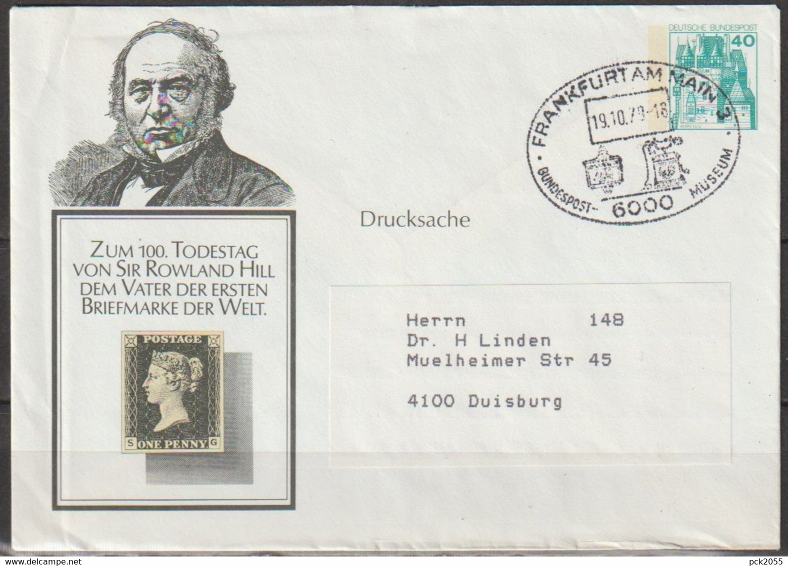 Bund Privat Ganzsache  Mi-Nr. PU 110 B2/003c SoSt.Frankfurt Am Main Postmuseum  19.10.79 (d 6944 ) - Private Covers - Used