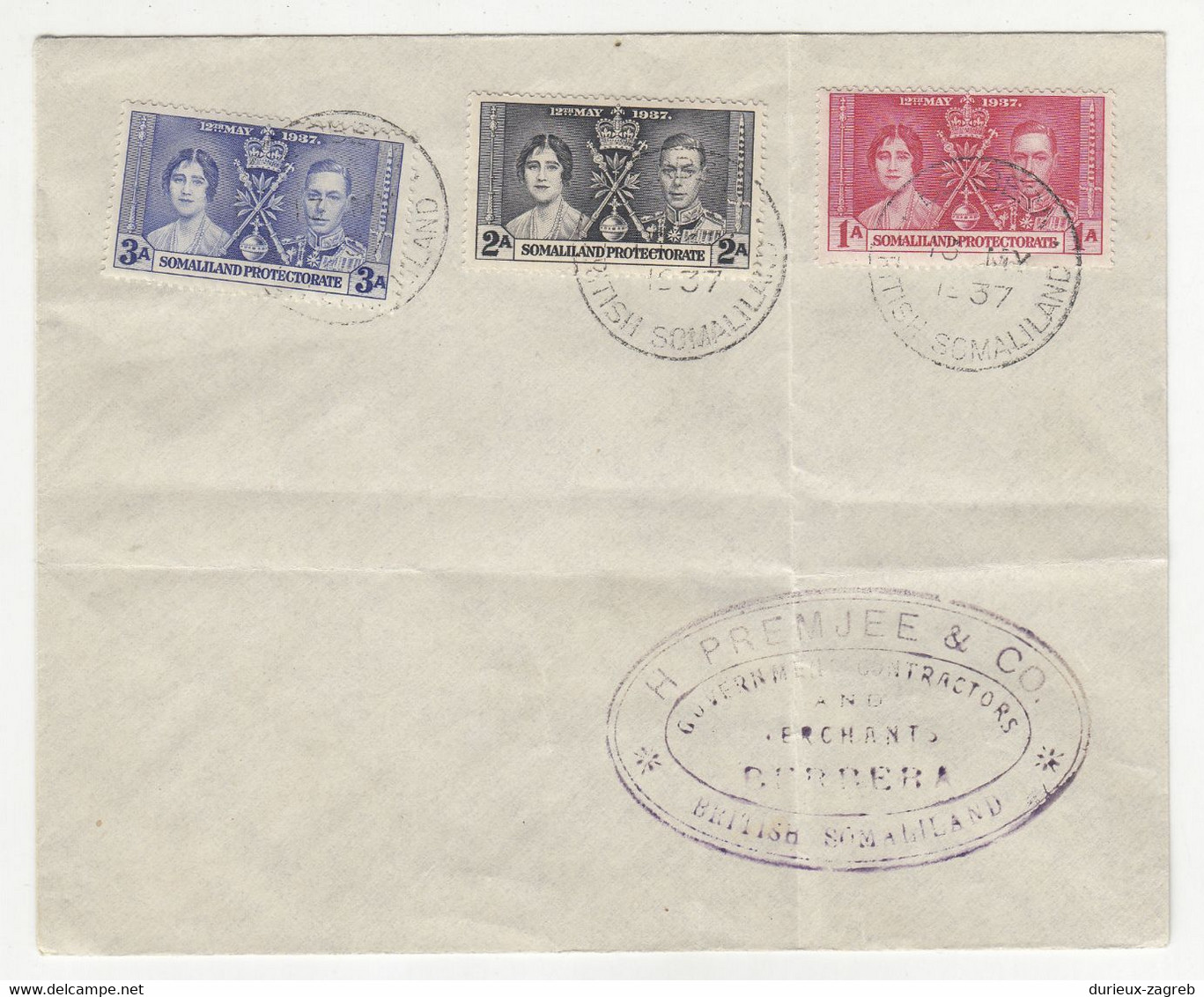 Somaliland Protectorate 1937 Coronation Set Postmarked On Letter Cover Not Posted  B220901 - Somaliland (Protectorate ...-1959)