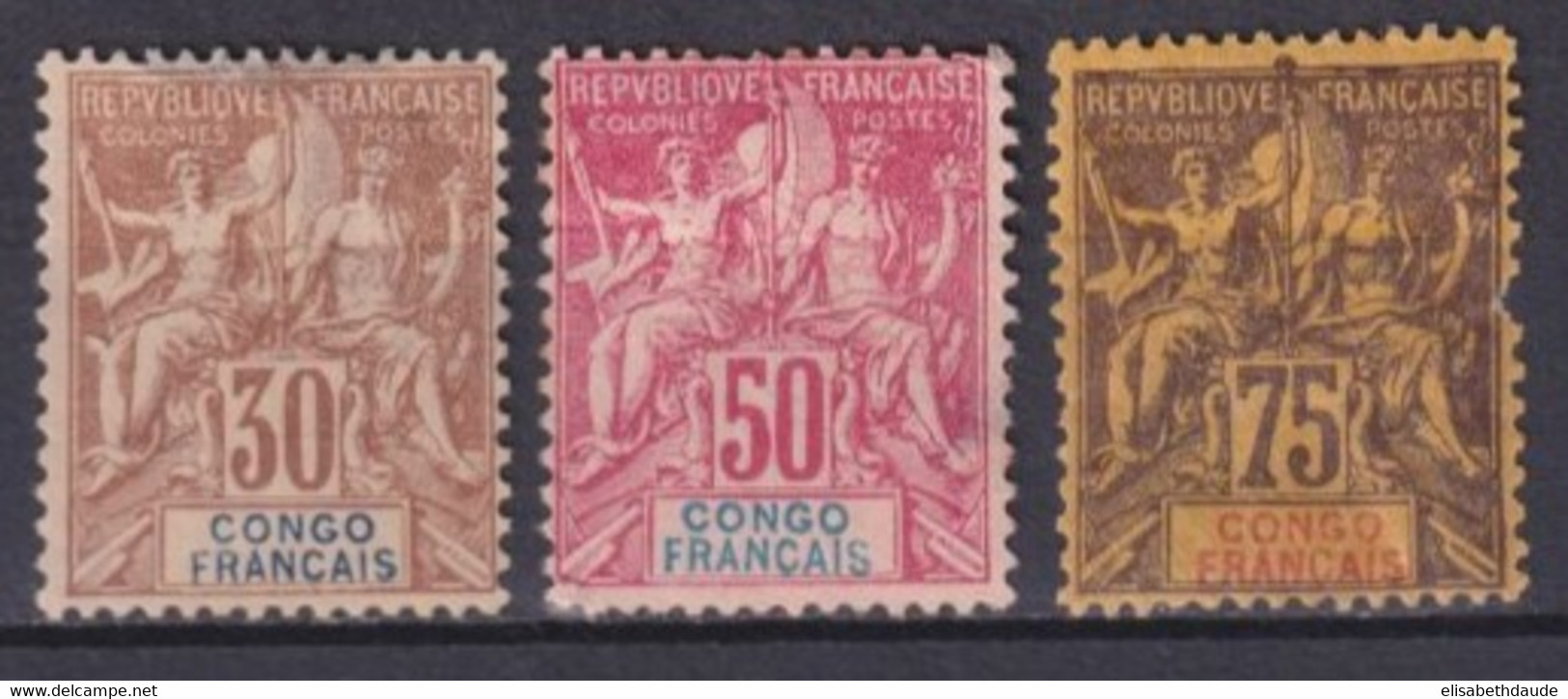 CONGO - YVERT N°20+22/23 DEFECTUEUX - COTE = 173 EUR. - Nuevos