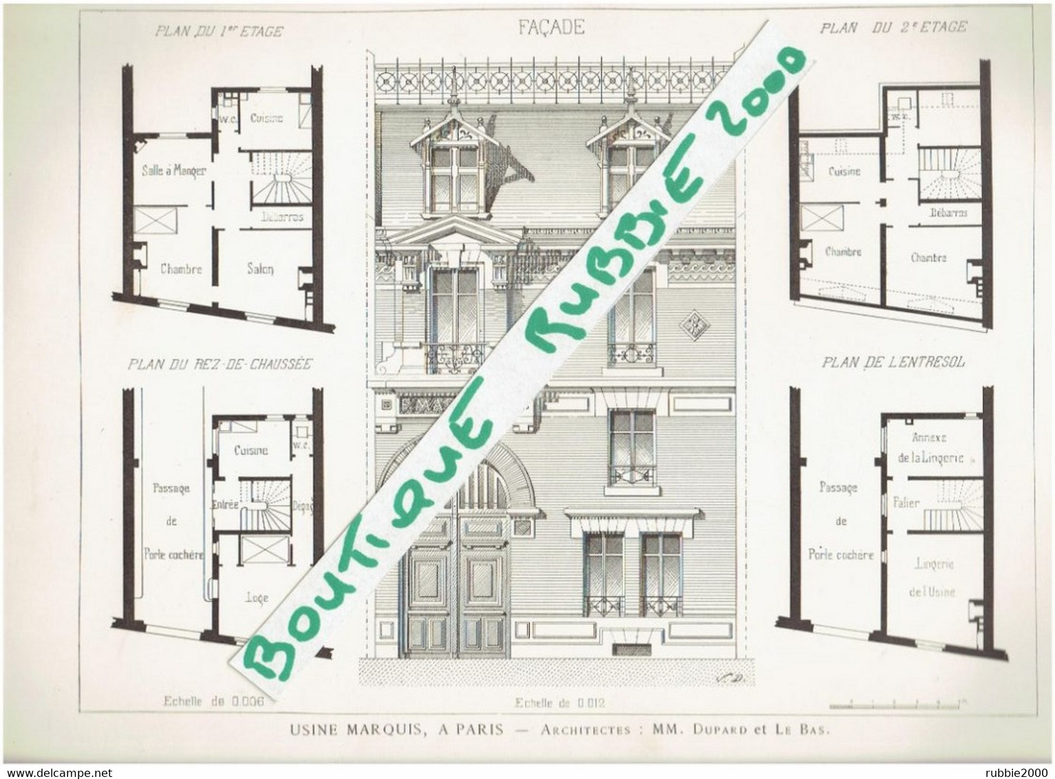 3 PLANS DESSIN 1899 PARIS 18° USINE DE CHOCOLAT FRANCOIS MARQUIS 21 RUE BOINOD ARCHITECTES DUPARD ET LE BAS - Paris