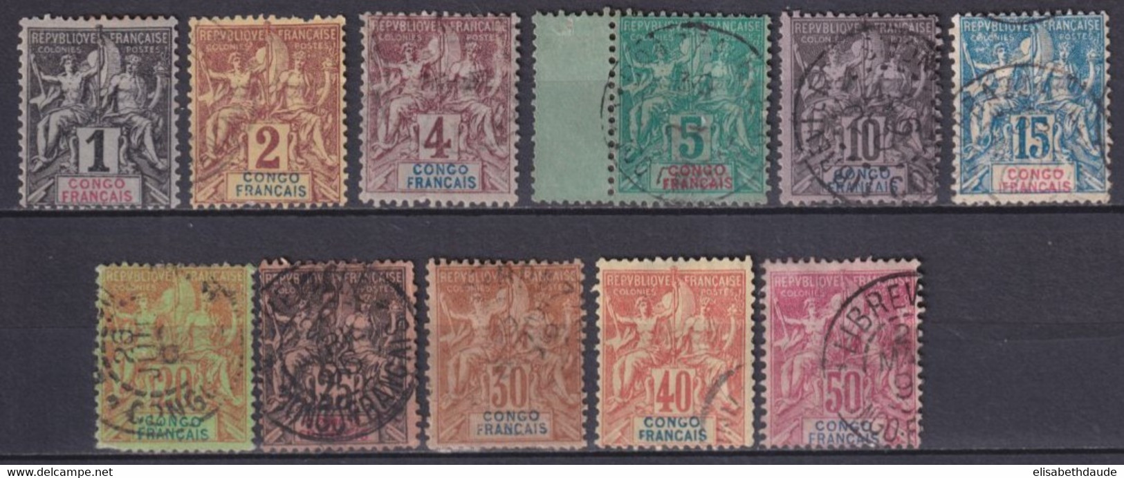 CONGO - YVERT N°12/22 OBLITERES - COTE = 242 EUR. - Used Stamps