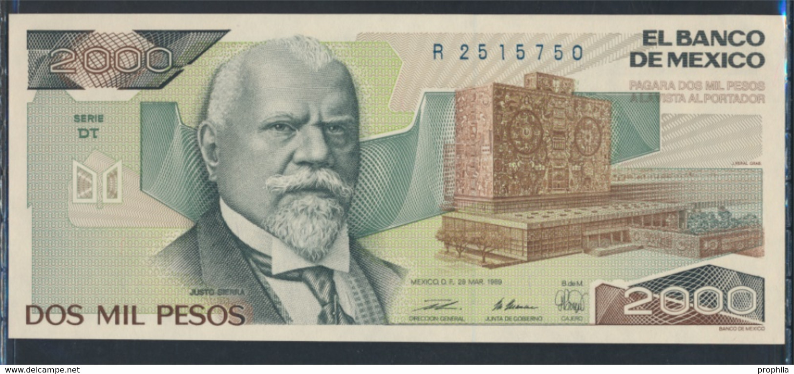 Mexiko Pick-Nr: 86c Bankfrisch 1989 2.000 Pesos (9855679 - Mexico