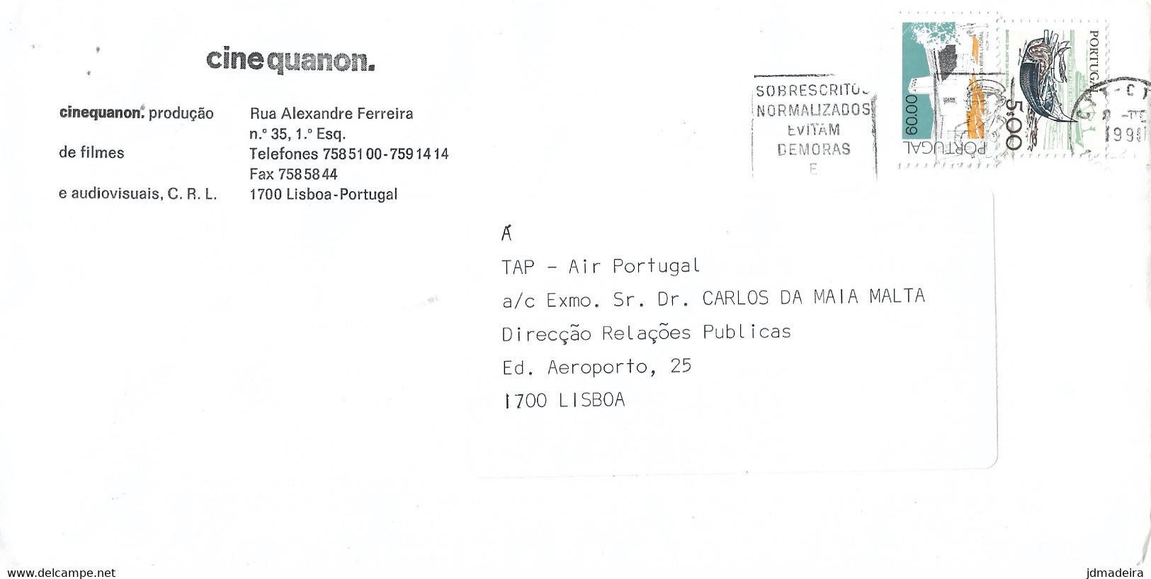 Portugal Cover With SOBRESCRITOS NORMALIZADOS Cancellation - Cartas & Documentos