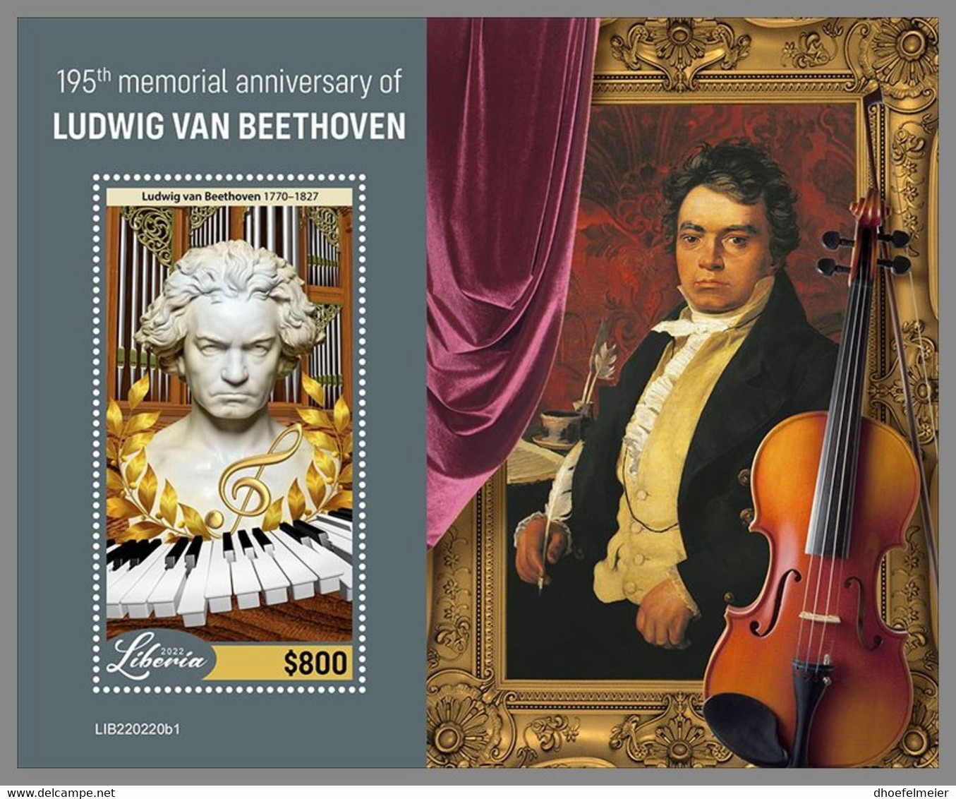 LIBERIA 2022 MNH Ludwig Van Beethoven Composer Komponist Compositeur S/S I - OFFICIAL ISSUE - DHQ2235 - Música