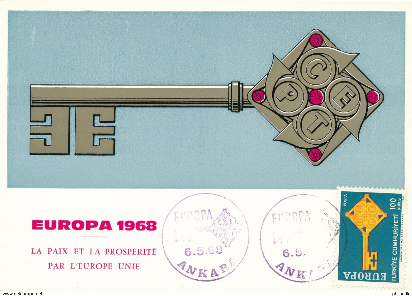 TURQUIE - CARTE EUROPA AVEC CAD ANKARA DU 6 MAI 1968 - Brieven En Documenten