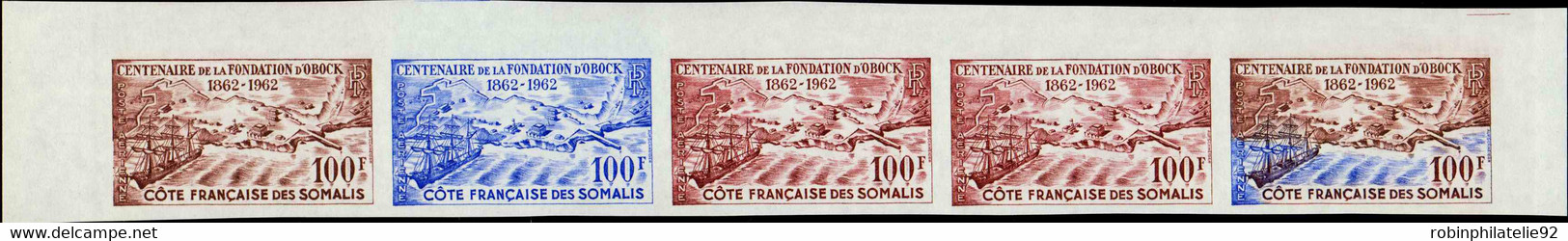 Côte Des Somalis Essais De Couleur Poste Aérienne N°30 Fondation D'Obock En Bande De 5 Qualité:** - Sonstige & Ohne Zuordnung