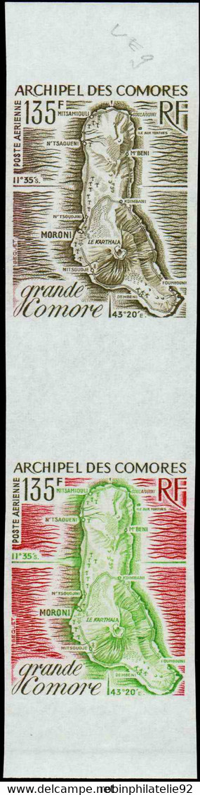 Comores Essais De Couleur Poste Aérienne N°53 Carte De La Grande Comore  En Paire Dont 1 Multicolore Qualité:** - Altri & Non Classificati