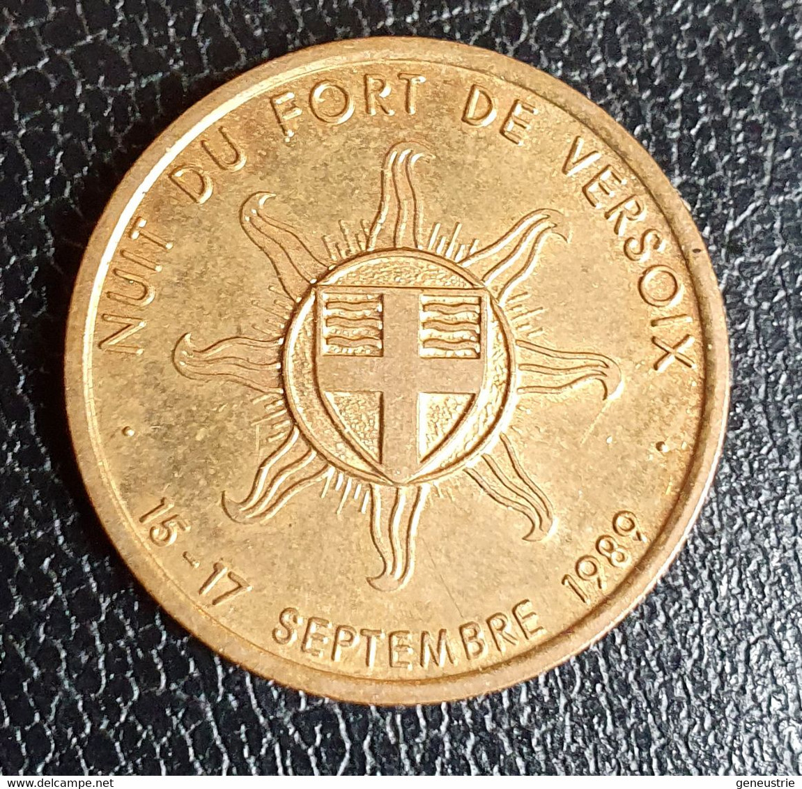 Jeton De Nécessité Suisse "1 Denier 1589-1989 / Nuit Du Fort De Versoix - 17 Septembre 1989" - Monetary /of Necessity