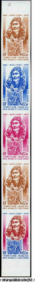 Afars Et Issas Essais De Couleur Poste Aérienne N°88 Molière En Bande De 5 Qualité:** - Other & Unclassified