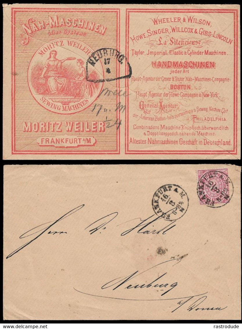 1869ca. NDP SEHR SELTENER ILLUSTRIERTER FIRMENVORDRUCKBRIEF NÄHMASCHINEN MORITZ WEILER - Lettres & Documents