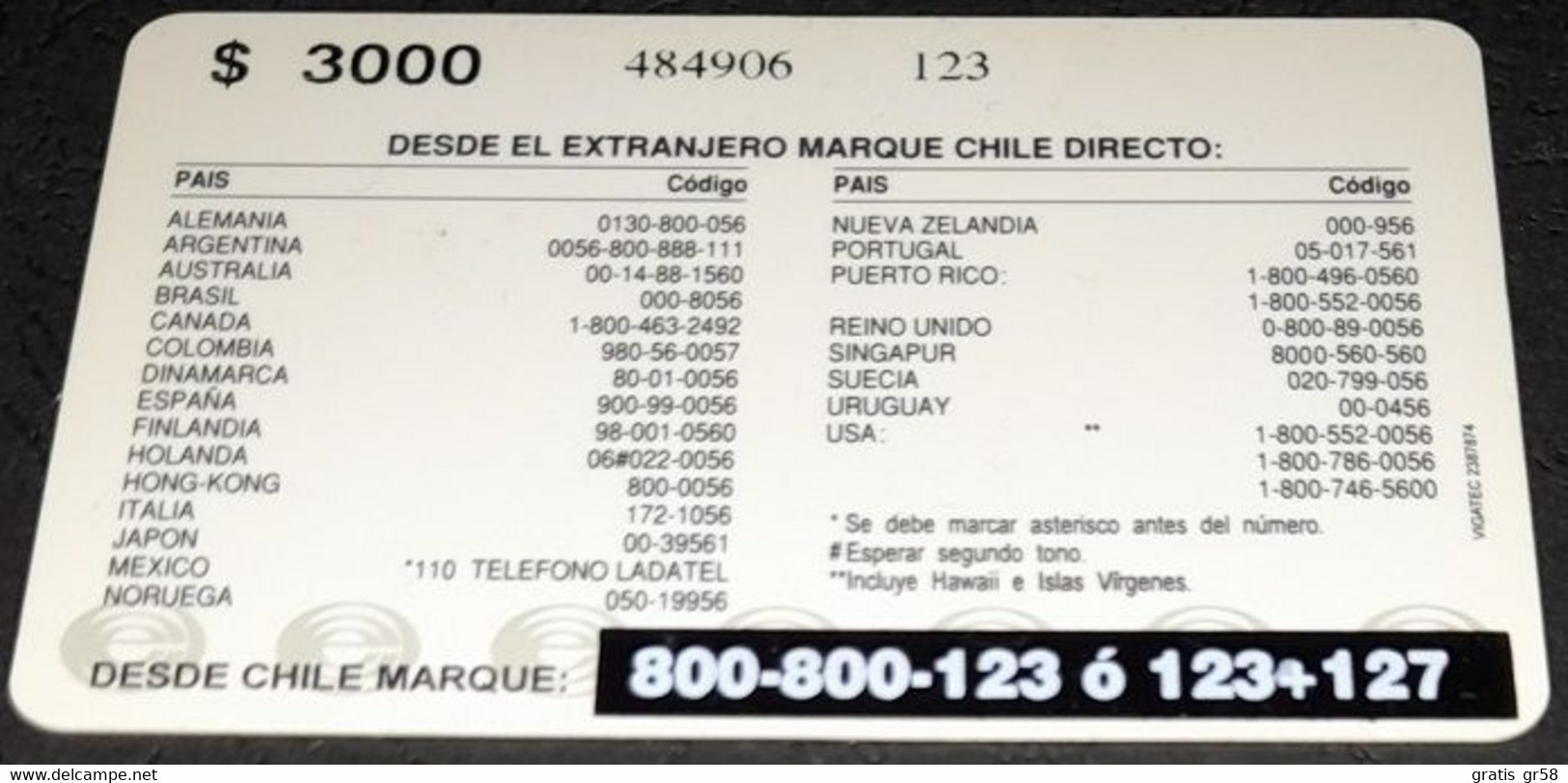 Chile - CL-Entel-23, Salar Maricunga, Remote Memory, Thick Plastic, 3000C$, Used - Chili