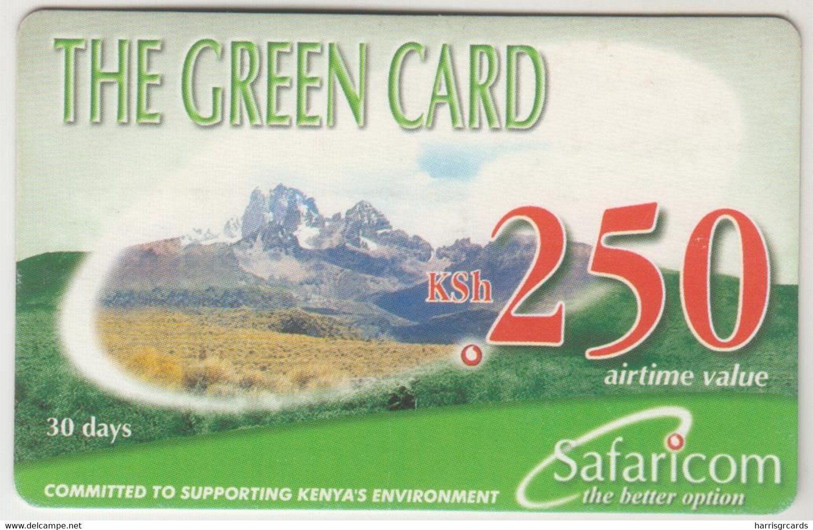 KENYA - The Green Card (30 Days), Safaricom Refill Card , Expiry Date:28/02/2004, 250 Ksh ,used - Kenya